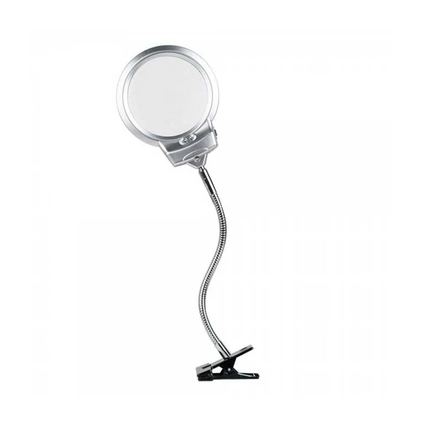 2.5X130 Mm 5X24 Mm Led Aydınlatmalı Büyüteç Masa Üstü Metal Hortum Mandallı Mg15124-C - 2