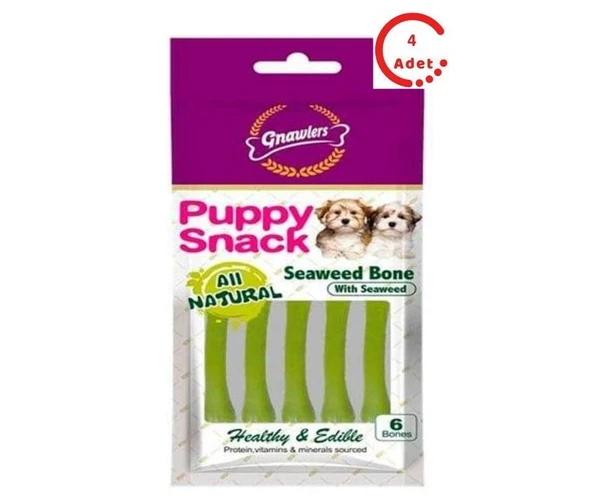 Gnawlers Yavru Köpek Ödülü Seaweed Bone 6'lı Paket x 4 Adet