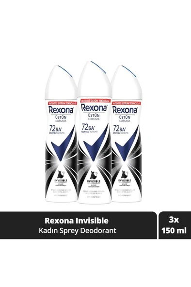 Rexona Kadın Deo Sprey Invisible Black White 150ml x 3 Adet