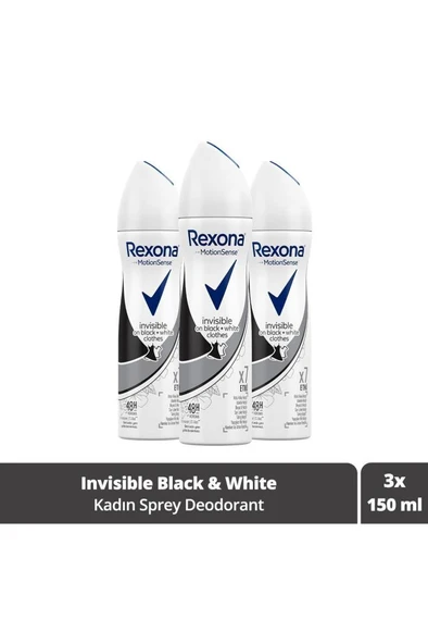 Rexona Kadın Deo Sprey Invisible Black White 150ml x 3 Adet
