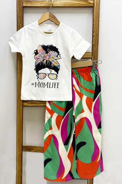 KIZ ÇOCUK YAZLIK İKİLİ TAKIM BASKILI RENK BALOKLU B2 - Resim 5