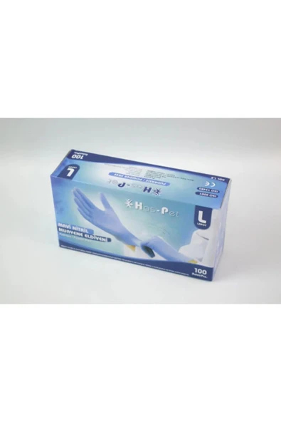 HAS-PET Haspet Pudrasız Mavi Nitril 100 Adet ( L ) Beden Eldiven - 2