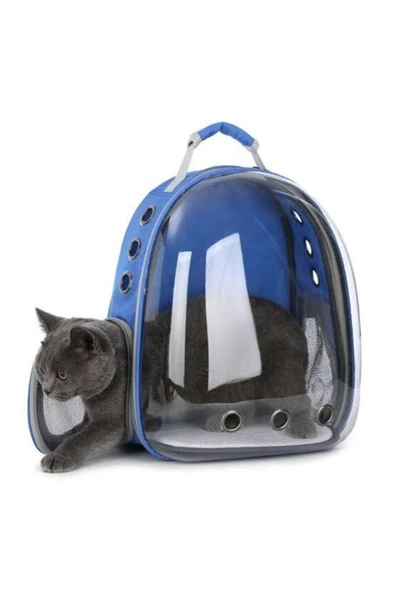 Zerabey Astronot Kedi Köpek Sırt Taşıma Çantası Mavi