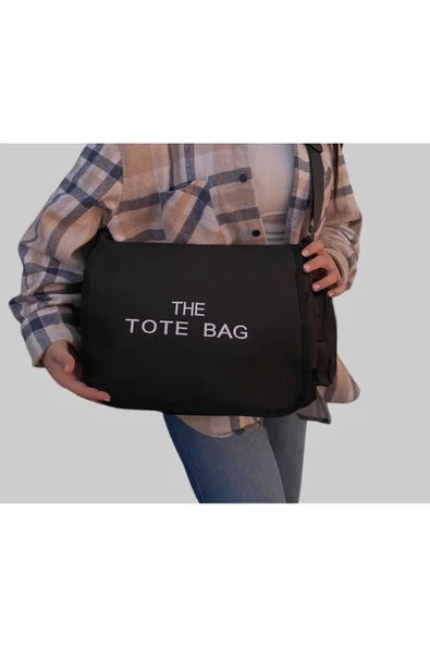 Ksburda Tote Bag İşlemeli Postacı Çanta Siyah