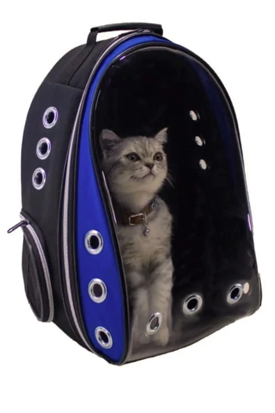 Ksburda Şeffaf Hava Kanallı Kırılmaz Cam Kedi Köpek Taşıma Seyahat Çanta 42*22*33 Cm