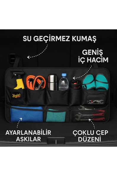northern fashion Araç Bagaj Organizeri Su Geçirmez, Katlanabilir, Çok Cepli Araç Düzenleyici - 3