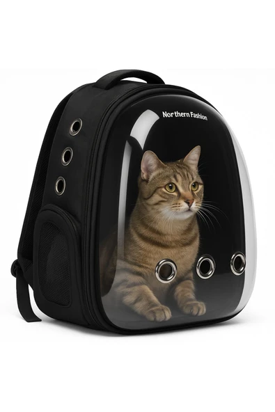 northern fashion Kedi Taşıma Çantası Siyah El Ve Sırt Çantası 9hava Kanalı Kedi Taşıma Çantası File - 2