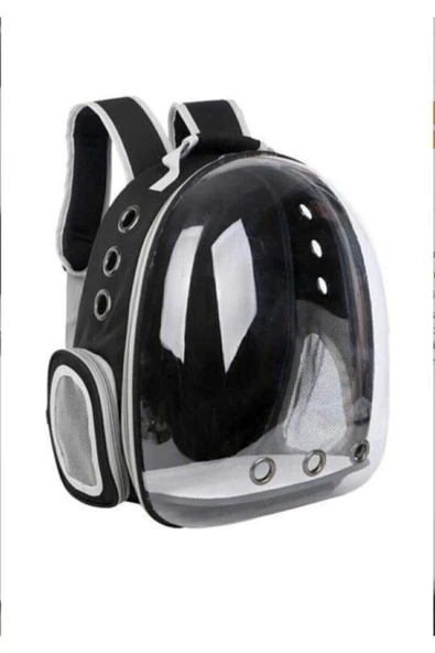 MİKOPET Siyah Şeffaf Astronot Kedi Köpek Taşıma Sırt Çantası 45x36x25-siyah - 5