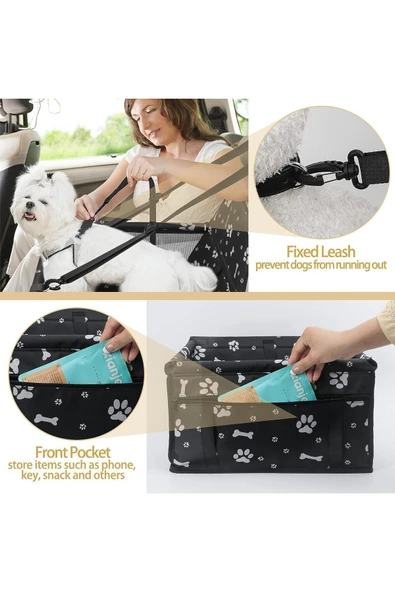 FIESSE Evcil Hayvan Oto Araç Koltuğu Puseti Araba Araç Oto içi Kedi Köpek Taşıma Seyahat Çantası - 7