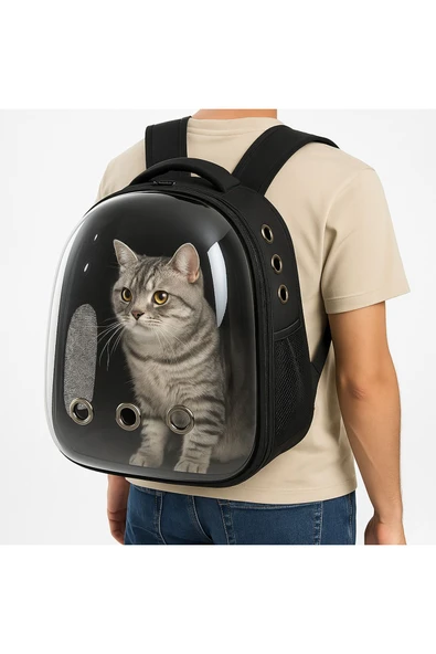 northern fashion Kedi Taşıma Çantası Siyah El Ve Sırt Çantası 9hava Kanalı Kedi Taşıma Çantası File - 3