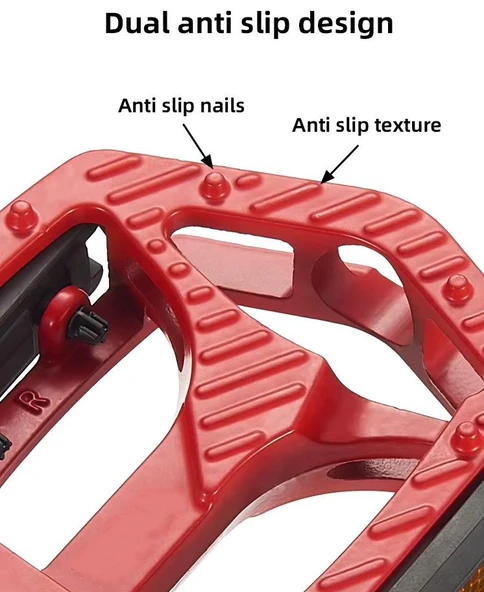 XBYC 1809 Bilyalı Bisiklet Pedalı MTB Alüminyum Alaşımlı Reflektörlü Pedal Siyah Renk - 7