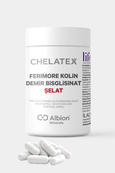 Chelatex Ferimore Kolin Demir Bisglisinat Şelat 60 Bitkisel Kapsül