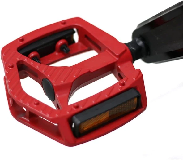 XBYC 1809 Bilyalı Bisiklet Pedalı MTB Alüminyum Alaşımlı Reflektörlü Pedal Kırmızı Renk - 2