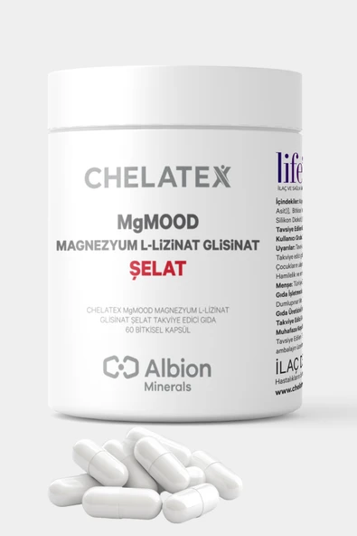 Chelatex MgMood Magnezyum L-Lizinat Glisinat Şelat 60 Bitkisel Kapsül