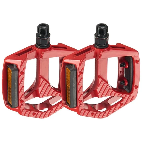 XBYC 1809 Bilyalı Bisiklet Pedalı MTB Alüminyum Alaşımlı Reflektörlü Pedal Kırmızı Renk