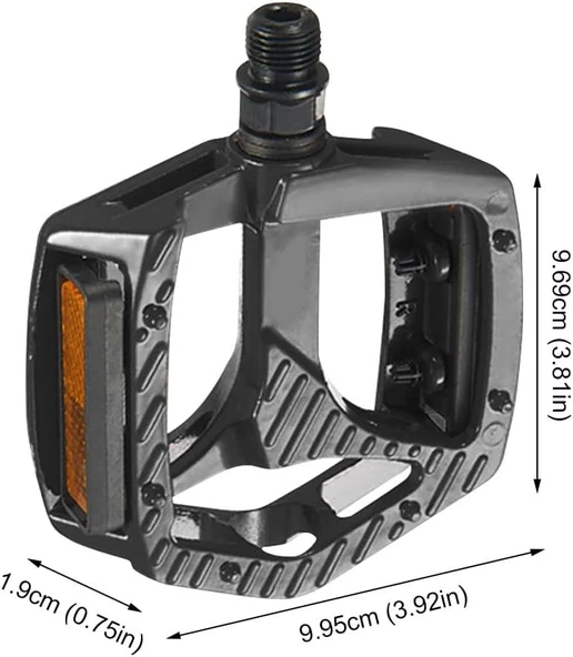 XBYC 1809 Bilyalı Bisiklet Pedalı MTB Alüminyum Alaşımlı Reflektörlü Pedal Siyah Renk - 5