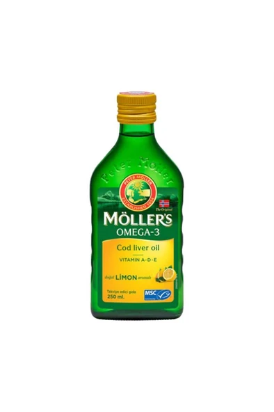 Möllers Omega 3 Cod Liver Oil Limon Aromalı Balık Yağı 250 Ml-SKT:01/2026