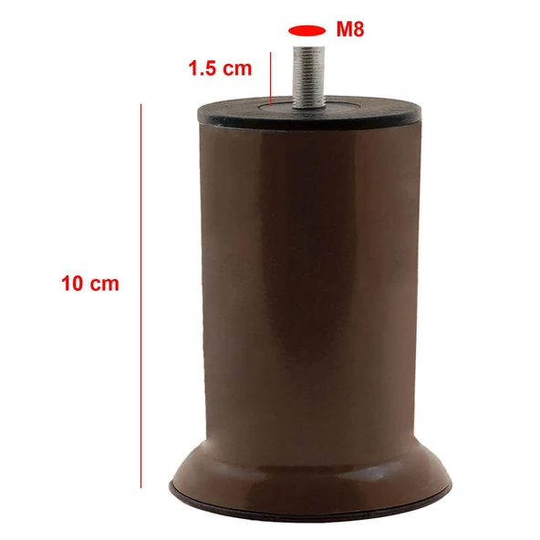 Mobilya Metal Yatak Kanepe Baza Koltuk Orta Destek Ayağı M8 Civata Kahverengi Metal Ayak 10 Cm 4 Adet - Resim 2