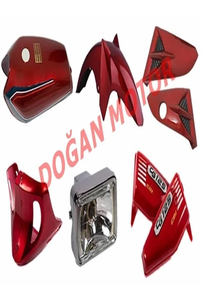 Cg Kırmızı Kaporta Değişim Seti Uyumlu Depo + Yan Kapak + Çamurluk + Sakal + Panzot + Nike