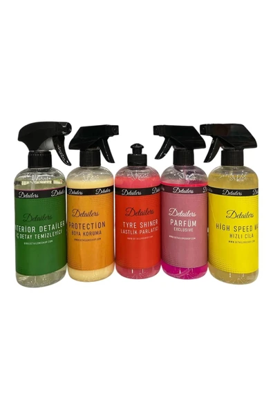 Hızlı Cila, Boya Koruma, İç Detay Temizleyici, Lastik Parlatıcı, Parfüm 500ml 5'li Set