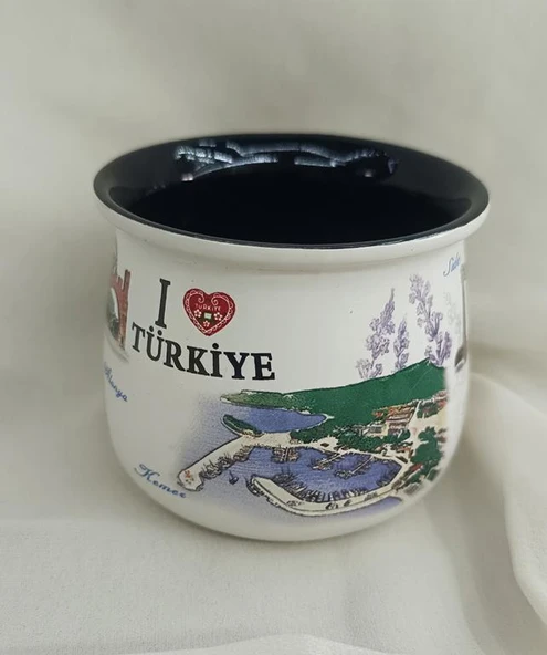 Bardak Kupa Seramik Kulplu 200 ml Yöresel Meşrubat Su Kahve Bardağı Antalya Görselli - 4