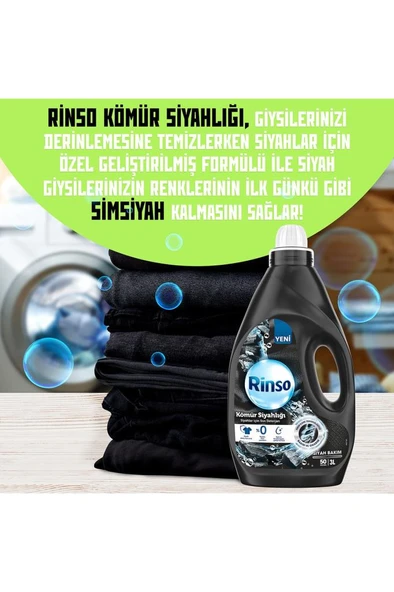 Rinso Sıvı Çamaşır Deterjanı Kömür Siyahlığı 3 lt x 4 Adet - 5