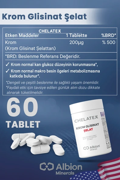 Chelatex Krom Glisinat Takviye Edici 60 Tablet Favorilere Ekle - 2