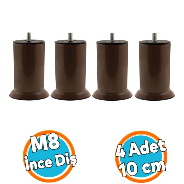 Mobilya Metal Yatak Kanepe Baza Koltuk Orta Destek Ayağı M8 Civata Kahverengi Metal Ayak 10 Cm 4 Adet ürün görseli