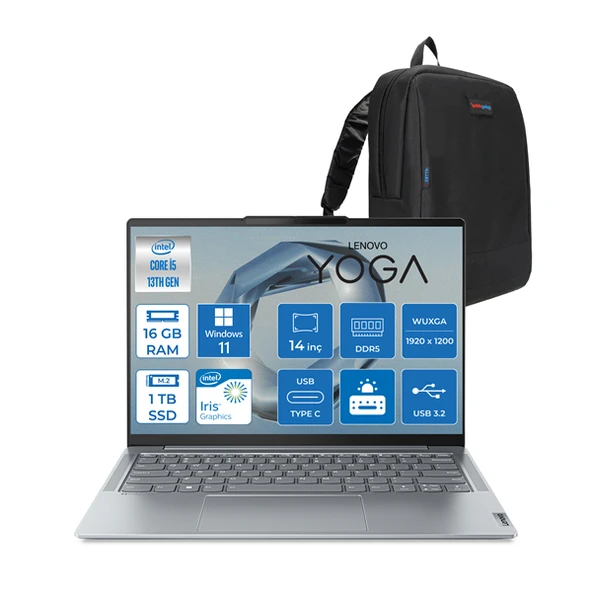 Lenovo Yoga Slim 6 Intel Core I5 13500H 16GB LPDDR5X 1tb 14" Wuxga OLED 400NITS Dolby Vision Displayhdr Windows 11 Home Taşınabilir Bilgisayar TR14IRH8H02 + Zettaçanta