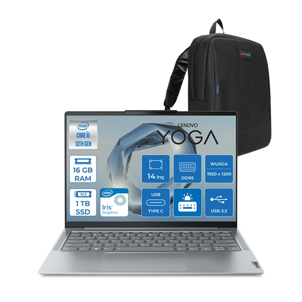 Lenovo Yoga Slim 6 Intel Core I5 13500H 16GB LPDDR5X 1tb 14" Wuxga OLED 400NITS Dolby Vision Displayhdr Freedos Taşınabilir Bilgisayar TR14IRH8F02 + Zettaçanta