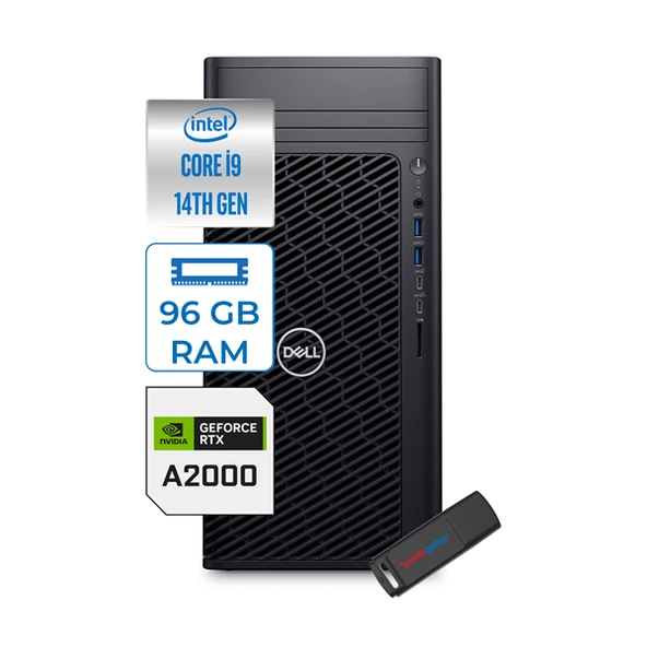Dell Precision 3680 I9-14900 Vpro 96GB Ddr5 4tb SSD Nvidia RTX2000/16 GB Windows 11 Pro Masaüstü Bilgisayar LG16IAX10HP28 + Zettausbbellek ürün görseli