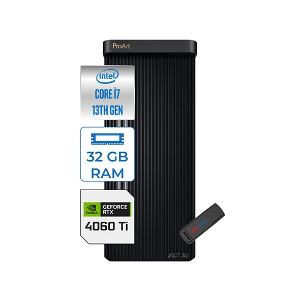 Asus Proart PD500TE Intel Core I7-13700 32GB 4tb SSD Nvidia RTX4060TI/16GB Windows 11 Pro Masaüstü Bilgisayar 713700173XP12 + Zettausbbellek
