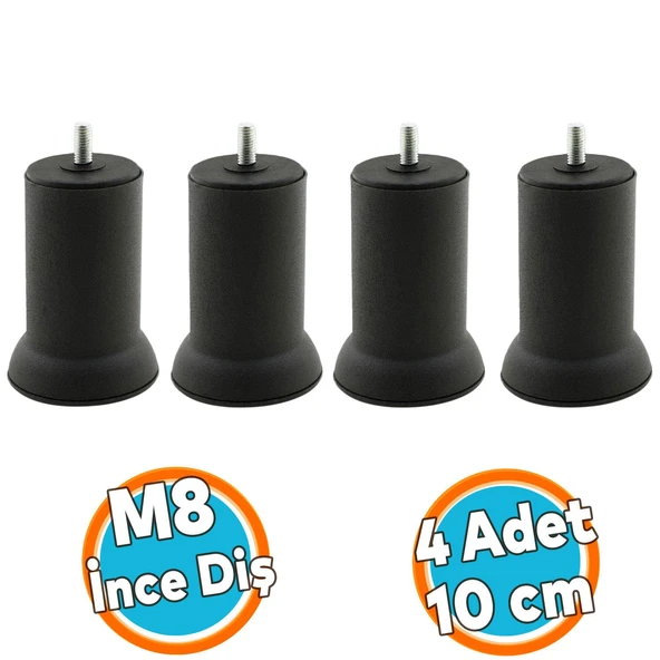 Mobilya Yatak Metal Kanepe Baza Koltuk Orta Destek Ayağı M8 Civata Siyah Metal Ayak 10 Cm ürün görseli