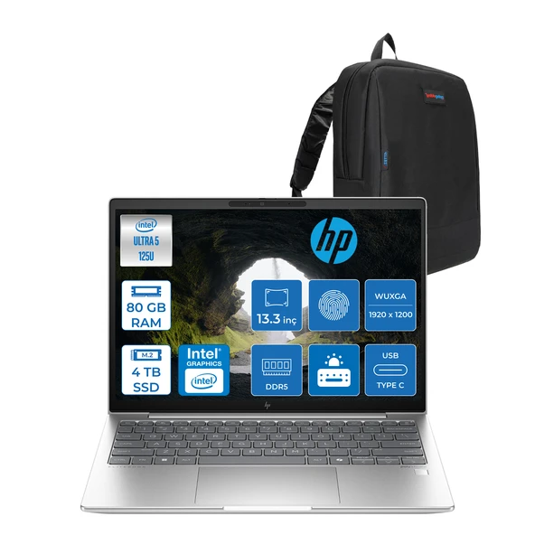 Hp Elitebook 630 G11 Intel Core Ultra 5 125U Ddr5 80GB 4tb SSD Intel® Aı Boost 13.3" Wuxga IPS 300NITS Freedos Taşınabilir Bilgisayar 9Y7R7ETF28 + Zetta Çanta