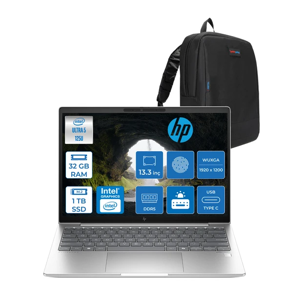 Hp Elitebook 630 G11 Intel Core Ultra 5 125U Ddr5 32GB 1tb SSD Intel® Aı Boost 13.3" Wuxga IPS 300NITS Freedos Taşınabilir Bilgisayar 9Y7R7ETF10 + Zetta Çanta