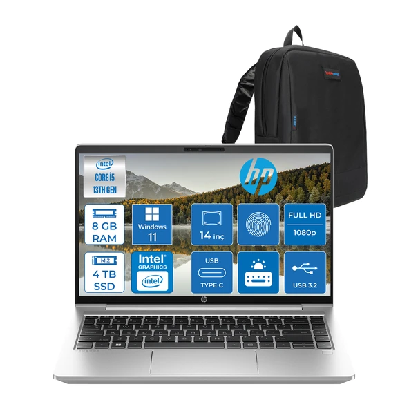 Hp Probook 440 G10 Intel Core I5 1335U 8gb 4tb SSD Intel® UHD Grafik Windows 11 Home 14" IPS Fhd Taşınabilir Bilgisayar HP8A565EAH05+ Zetta Çanta