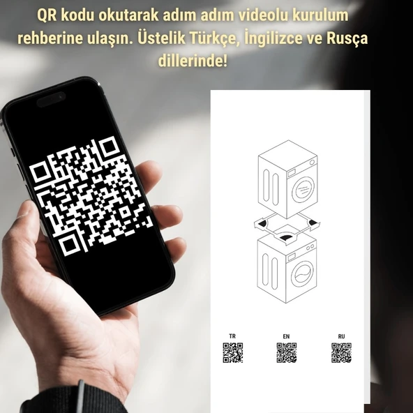 Çamaşır Makinesi Kurutma Makinesi İstifleme Birleştirme Kiti Altus Ayarlanabilir - Resim 7