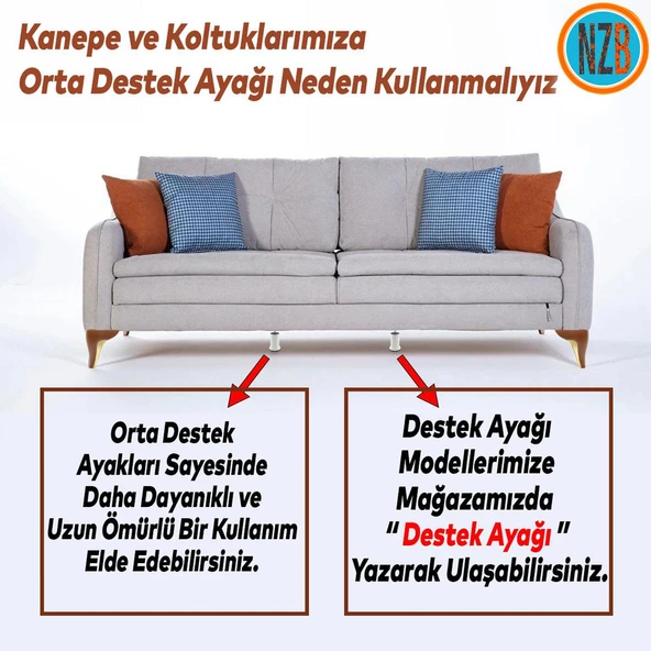 Mobilya Metal Kanepe Yatak Baza Koltuk Orta Destek Ayağı M8 Civata Beyaz Metal Ayak 10 Cm 4 Adet - Resim 2