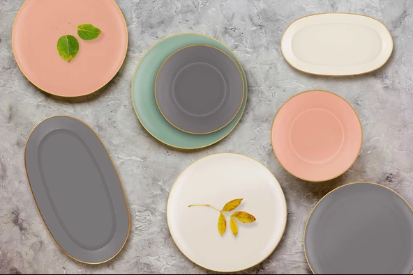 The Mia Basic Oval Servis Somon Pembe 2li Set 29cm - Resim 2