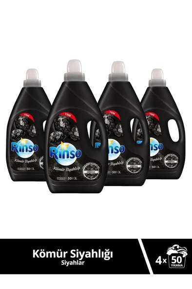 Rinso Sıvı Deterjan Kömür Siyahlığı 3 lt x 4 Adet