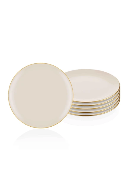 The Mia Basic Servis Tabağı 6 Lı Set Krem - 26cm