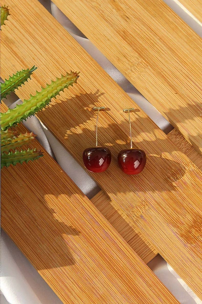 Gold Renk Kiraz Model Kadın Küpe - TJ-BKP6727 - 2