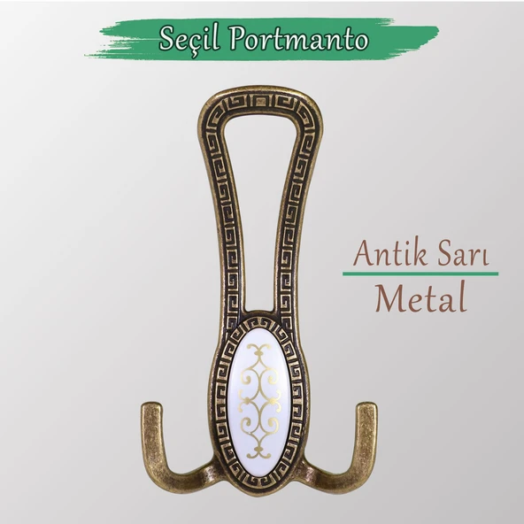 Seçil Antik Sarı Metal Portmanto Vestiyer Duvar Dolap Elbise Mobilya Kapı Askısı Askılığı Askılık