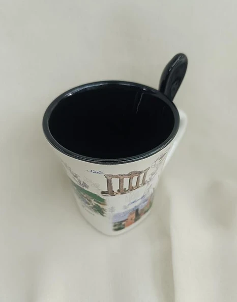 Bardak Kupa Seramik Kulplu 100 ml Yöresel Meşrubat Su Kahve Bardağı Antalya Görselli - 5