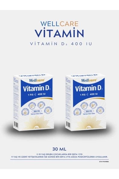 Vitamin D3 400 IU 30 ml 2'li