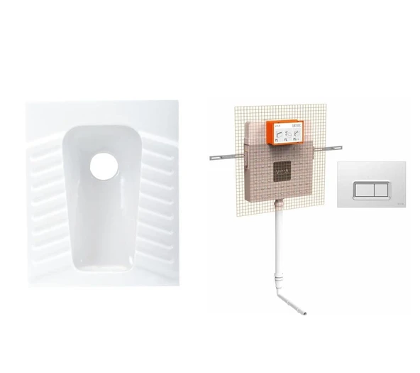 Creavit Çevre Yıkamalı Hela Taşı + VitrA Gömme Rezervuar Set - 2