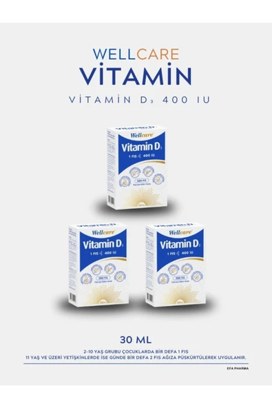 Vitamin D3 400 IU 30 Ml 3'lü