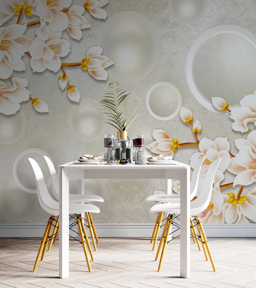 3D Soft Pembe Çiçek Duvar Kağıdı Baskı - Resim 5