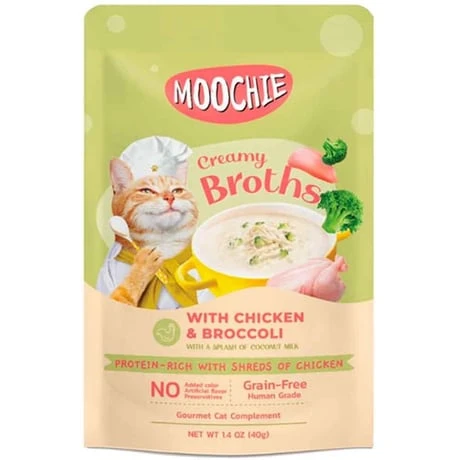 Moochie Kedi Çorbası Parça Tavuk Etli ve Brokolili Tahılsız 40 Gr