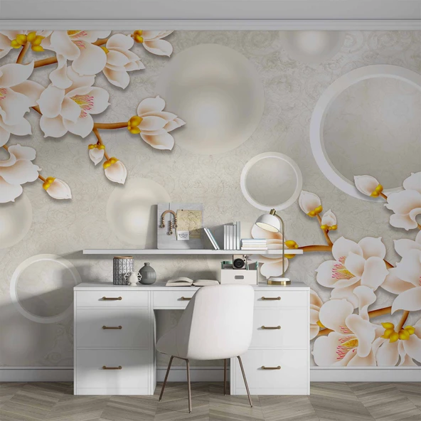 3D Soft Pembe Çiçek Duvar Kağıdı Baskı - Resim 4